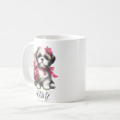 Shih Tzu Coffee Mok – Schattigee puppy met bloemen (Voorkant links)