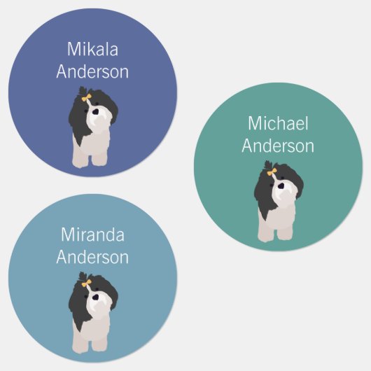 Shih Tzu couleurs étiquette imperméable (Groupe)