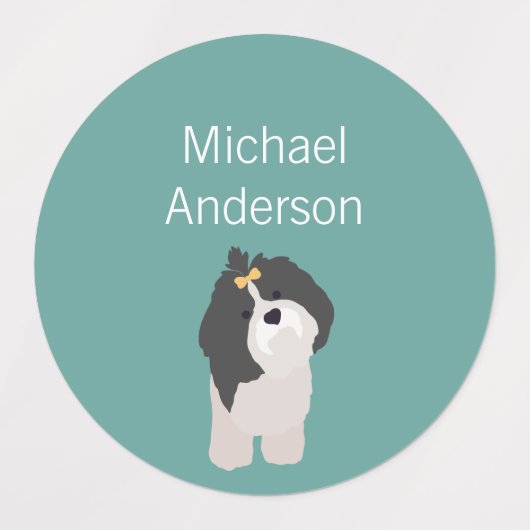 Shih Tzu couleurs étiquette imperméable (Design 2)