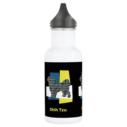 Shih Tzu Cute Pet Dog Silhouette Y&B Grid Waterfles (Links)