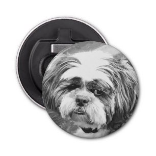 SHIH TZU DOG BUTTON FLESOPENER