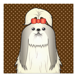 Shih Tzu Dog Cartoon Paws Foto Afdruk