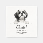 Shih Tzu Dog Drawing Gepersonaliseerde Proost Servet (Voorkant)