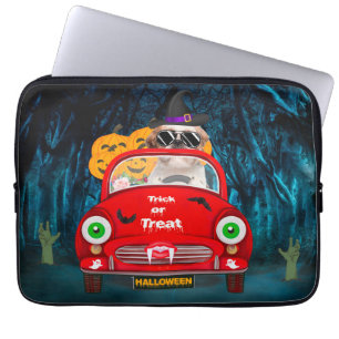 Shih Tzu Dog Driving Car Scary Halloween Laptop Sleeve