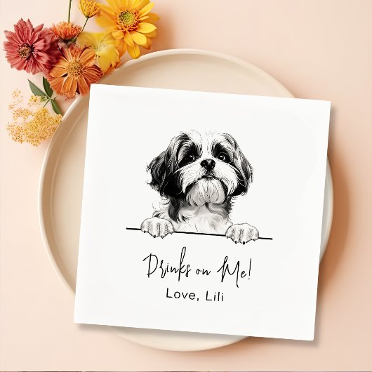 Shih Tzu Dog gepersonaliseerde Drinken op mij Servet