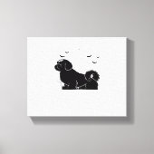 Shih Tzu Dog - Halloween Moon Silhouette Classic T Canvas Afdruk (Voorkant)