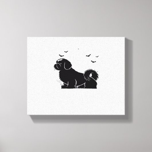 Shih Tzu Dog - Halloween Moon Silhouette Classic T Canvas Afdruk (Voorkant)