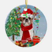 Shih Tzu Dog in sneeuwkerst Keramisch Ornament (Voorkant)