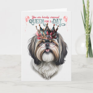 Shih Tzu Dog Queen voor een dag grappige verjaarda Kaart