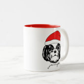 Shih Tzu Dog Santa Hat Tweekleurige Koffiemok (Voorkant rechts)