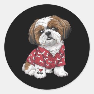 Shih Tzu Dog Shih Tzu Mom Ik hou van mama Tattoo Ronde Sticker