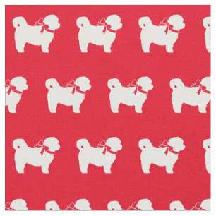 Shih Tzu Dog Silhouette Pet Red Stof