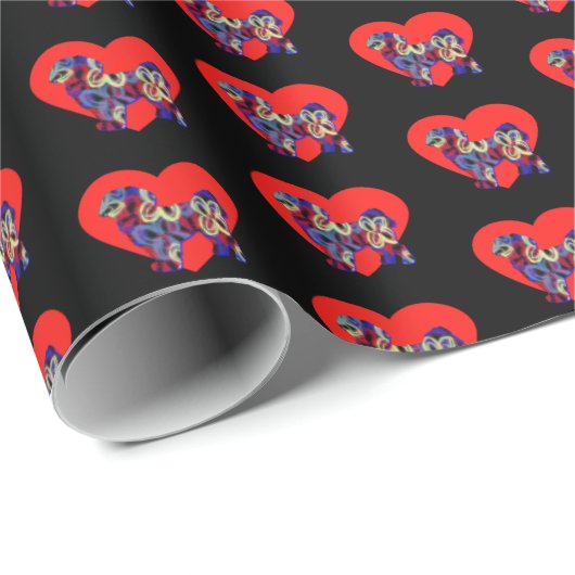 Shih Tzu Dog Silhouette Valentijn’s Day Zwart Cadeaupapier (Rol Hoek)