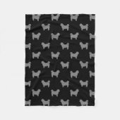 Shih Tzu Dog Silhouettes Pattern Black and Grey Fleece Deken (Voorkant)