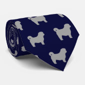 Shih Tzu Dog Silhouettes Pattern Blue Stropdas (Opgerold)