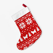 Shih Tzu Dog Silhouettes Red en White Pattern Kleine Kerstsok (Achterkant (Hangend))