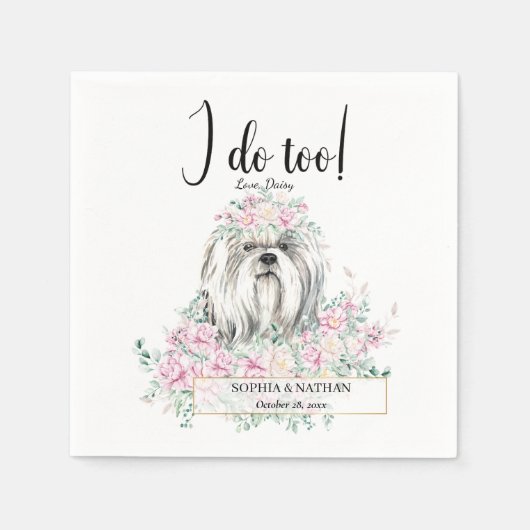 Shih Tzu Dog Wedding Cocktail Napkins Servet (Voorkant)