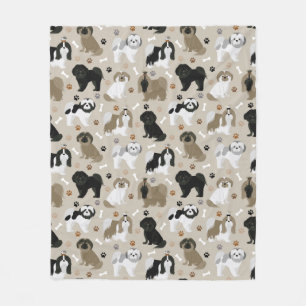 Shih Tzu Dogs Paws and Botten Fleece Blanket