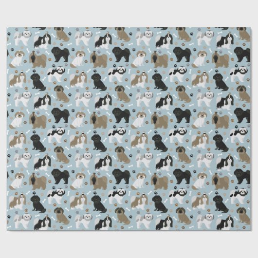 Shih Tzu Dogs Paws en Botten Cadeaupapier (Vlak)