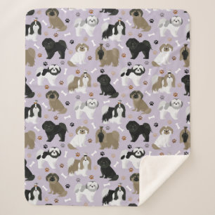 Shih Tzu Dogs Paws en Botten Sherpa Blanket Deken