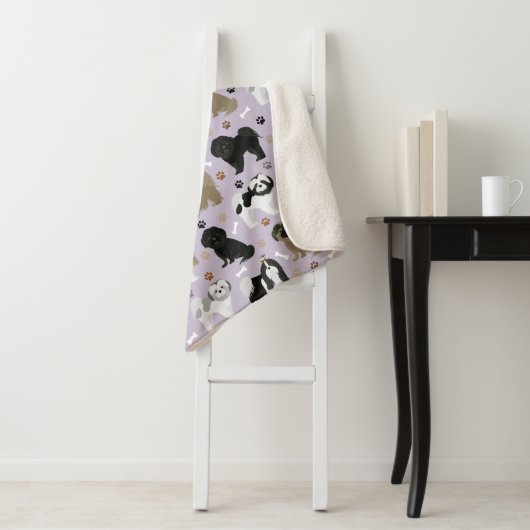 Shih Tzu Dogs Paws en Botten Sherpa Blanket Sherpa Deken (In situ)