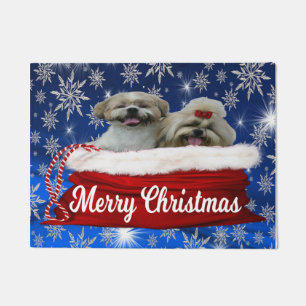 Shih tzu door Mat, prettige kerst Deurmat