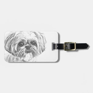Shih Tzu Drawing Bagagelabel