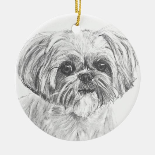 Shih Tzu Drawing Keramisch Ornament (Voorkant)