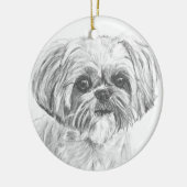 Shih Tzu Drawing Keramisch Ornament (Links)