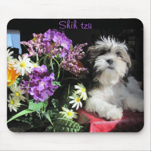 Shih tzu en bloemen muismat