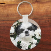 Shih Tzu en rozen Sleutelhanger (Voorkant)