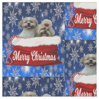 Shih tzu Fabric Kerstmis Stof