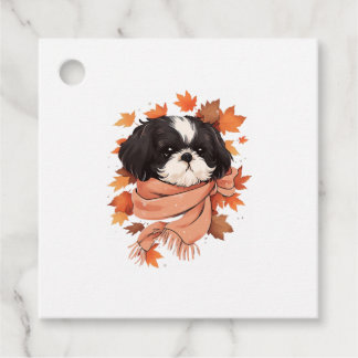 Shih Tzu Fall Dog Autumn Leaves Thanksgiving Copy Bedankjes Labels