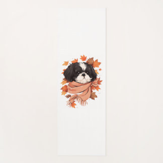 Shih Tzu Fall Dog Autumn Leaves Thanksgiving Copy Yogamat