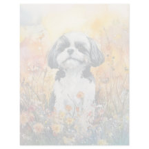 Shih Tzu - Feuille de papier à lettres de 8,5 po x