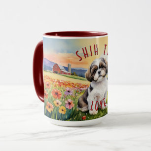 Shih Tzu Flower Field Combo Mug