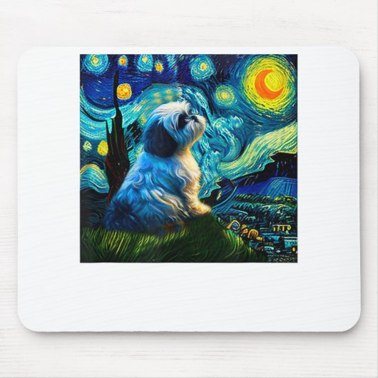 Shih Tzu Funny, Hond, Van Gogh, Muismat (Voorkant)