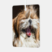 Shih tzu gaapt lachend grappig schattig metalen ornament (Voorkant links)