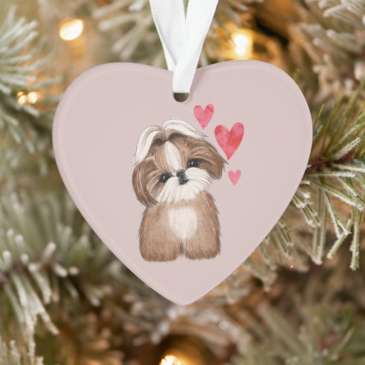 Shih Tzu Gepersonaliseerd met Naam Jaar Hart Ornament (Boom)