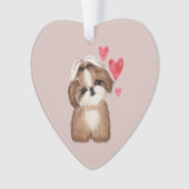 Shih Tzu Gepersonaliseerd met Naam Jaar Hart Ornament (voorkant)