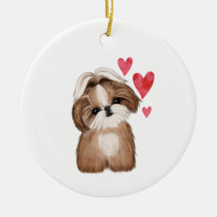 Shih Tzu Gepersonaliseerd met Naam Jaar Keramisch Ornament