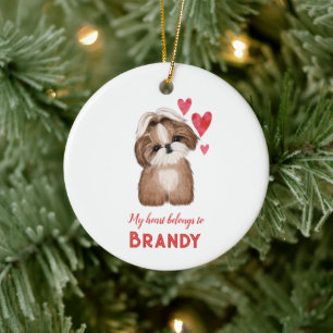 Shih Tzu gepersonaliseerd mijn hart behoort tot Keramisch Ornament