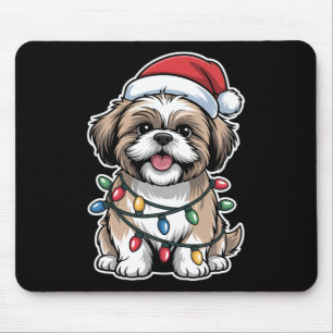 Shih Tzu gewikkeld in kerstverlichting  Muismat