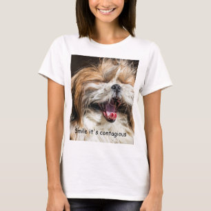 Shih tzu glanzende glimlach tekst past aan t-shirt