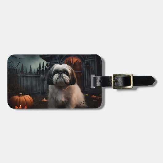 Shih Tzu Halloween eng Bagagelabel (Voorkant horizontaal)