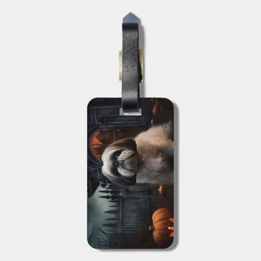 Shih Tzu Halloween eng Bagagelabel (Achterkant verticaal)