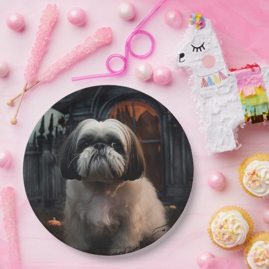 Shih Tzu Halloween eng Papieren Bordje (Feest)