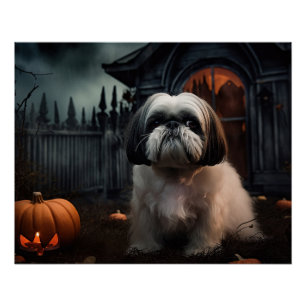 Shih Tzu Halloween eng Perfect Poster