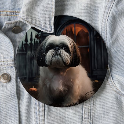 Shih Tzu Halloween eng Ronde Button 6,0 Cm (In situ)