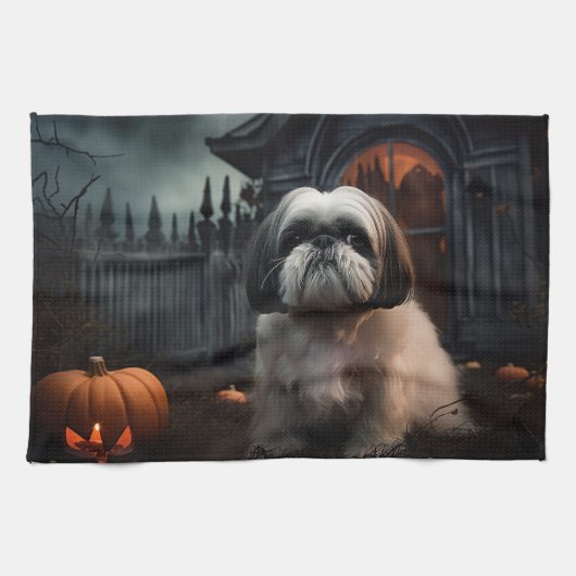 Shih Tzu Halloween eng Theedoek (Horizontaal)